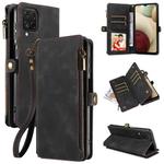For Samsung Galaxy A12 Fantasy Multifunctional Zipper Wallet Leather Phone Case(Black)