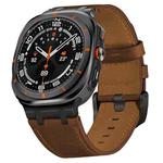 For Samsung Galaxy Watch Ultra 47mm Crazy Horse Leather Watch Band(Black Brown+Black Buckle)