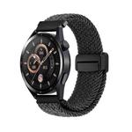 22mm Magnetic Buckle Nylon Braided Watch Band(Duck Down Black)