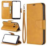 Retro Lambskin Texture Pure Color Horizontal Flip PU Leather Case for for Huawei Y6 2019 & Y6 Pro 2019, with Holder & Card Slots & Wallet & Lanyard(Yellow)