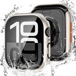 For Apple Watch Series 45mm Tempered Film Integrated PC Watch Protective Case(Titanium Gold)