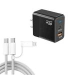 PD41 GaN PD 45W + USB Charger with USB-C to USB-C / 8 Pin Data Cable for iPhone, US Plug(Black)