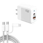 PD41 GaN PD 45W + USB Charger with USB-C to USB-C / 8 Pin Data Cable for iPhone, US Plug(White)