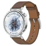 18mm Press Button Leather Watch Band(Brown)