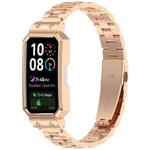 For Huawei Band 10 / 10 NFC / 9 / 9 NFC Watch Frame Integrated Three Beads Stainless Steel Watch Band(Rose Gold)