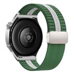 22mm Striped Magnetic Buckle Nylon Watch Band(Green White)