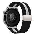 22mm Striped Magnetic Buckle Nylon Watch Band(Black White)
