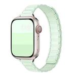 For Apple Watch 46mm / 49mm / 45mm / 44mm Tri-beads I-shaped Slim Magnetic Silicone Watch Band(Mint)