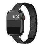 For Apple Watch 46mm / 49mm / 45mm / 44mm Tri-beads I-shaped Slim Magnetic Silicone Watch Band(Black)