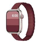 For Apple Watch 46mm / 49mm / 45mm / 44mm Tri-beads I-shaped Slim Magnetic Silicone Watch Band(Burgundy)