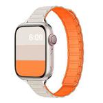 For Apple Watch 42mm / 41mm / 40mm / 38mm Tri-beads I-shaped Slim Magnetic Silicone Watch Band(Starlight with Orange)