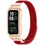 For Huawei Band 10 / 10 NFC / 9 / 9 NFC Watch Frame Integrated Nylon Loop Watch Band(Red+Rose Gold)