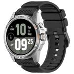 For Ticwatch Atlas Black Steel Buckle Silicone Watch Band(Black)