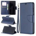 Retro Lambskin Texture Pure Color Horizontal Flip PU Leather Case for Huawei P30, with Holder & Card Slots & Wallet & Lanyard(Blue)