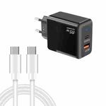 PD41 GaN PD 45W + USB Charger with Type-C to Type-C Data Cable, EU Plug(Black)