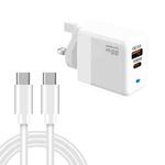 PD41 GaN PD 45W + USB Charger with Type-C to Type-C Data Cable, US Plug(White)