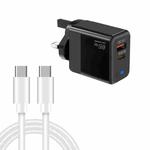 PD41 GaN PD 45W + USB Charger with Type-C to Type-C Data Cable, UK Plug(Black)