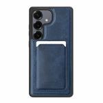 For Samsung Galaxy S25+ 5G Pindun MagSafe Card Slot Leather Back Phone case(Blue)