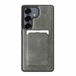 For Samsung Galaxy S25+ 5G Pindun MagSafe Card Slot Leather Back Phone case(Gray)