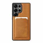 For Samsung Galaxy S25 Ultra 5G Pindun MagSafe Card Slot Leather Back Phone case(Brown)