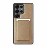 For Samsung Galaxy S25 Ultra 5G Pindun MagSafe Card Slot Leather Back Phone case(Desert Gold)