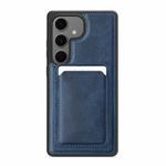 For Samsung Galaxy S24 FE 5G Pindun MagSafe Card Slot Leather Back Phone case(Blue)