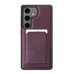 For Samsung Galaxy S24 FE 5G Pindun MagSafe Card Slot Leather Back Phone case(Purple)