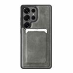 For Samsung Galaxy S23 Ultra 5G Pindun MagSafe Card Slot Leather Back Phone case(Gray)