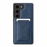 For Samsung Galaxy S22 5G Pindun MagSafe Card Slot Leather Back Phone case(Blue)
