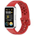 For Huawei Band 10 / 9 / 8 Metal Head Round Hole Nail Button Silicone Watch Band(Red)