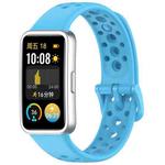 For Huawei Band 10 / 9 / 8 Metal Head Round Hole Nail Button Silicone Watch Band(Sky Blue)