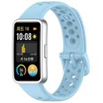 For Huawei Band 10 / 9 / 8 Metal Head Round Hole Nail Button Silicone Watch Band(Cloud Blue)