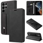 For Samsung Galaxy S23 Ultra 5G Wristband Magnetic Leather Phone Case(Black)