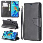 Retro Lambskin Texture Pure Color Horizontal Flip PU Leather Case for Huawei P30 Pro, with Holder & Card Slots & Wallet & Lanyard(Black)
