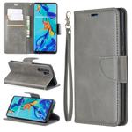 Retro Lambskin Texture Pure Color Horizontal Flip PU Leather Case for Huawei P30 Pro, with Holder & Card Slots & Wallet & Lanyard(Grey)