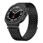 For Samsung Galaxy Watch Ultra 47mm Nine-beads Magnetic Buckle Stainless Steel Watch Band(Black)