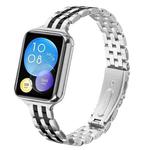 For Xiaomi Mi Band 8 Pro Five Beads Slingshot Buckle Steel Watch Band(Silver Black)