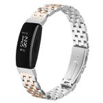 For Fitbit Inspire 1 / Inspire 2 Five Beads Slingshot Buckle Steel Watch Band(Silver Rose Gold)