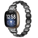 For Fitbit Versa 3 Oval Diamond Stainless Steel Watch Band(Black)