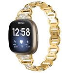 For Fitbit Versa 3 Oval Diamond Stainless Steel Watch Band(Gold)