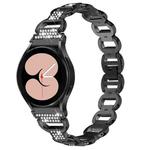 For Samsung Galaxy Watch 7 40mm / 44mm Metal Head Oval Diamond Stainless Steel Watch Band(Black)