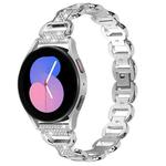 20mm Oval Diamond Stainless Steel Watch Band(Silver)