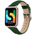 For Samsung Galaxy Fit3 Slim Genuine Leather Watch Band(Pine Green)