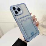 For iPhone 11 Pro Max Four-cornered Glitter Electroplated Card Bag TPU Phone Case(Blue)