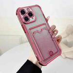 For iPhone 11 Pro Max Four-cornered Glitter Electroplated Card Bag TPU Phone Case(Pink)