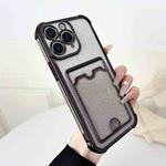 For iPhone 11 Pro Max Four-cornered Glitter Electroplated Card Bag TPU Phone Case(Black)