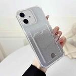 For iPhone 12 Four-cornered Glitter Electroplated Card Bag TPU Phone Case(Transparent)