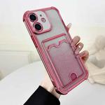 For iPhone 12 Four-cornered Glitter Electroplated Card Bag TPU Phone Case(Pink)