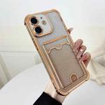 For iPhone 12 Four-cornered Glitter Electroplated Card Bag TPU Phone Case(Gold)