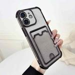 For iPhone 12 Four-cornered Glitter Electroplated Card Bag TPU Phone Case(Black)